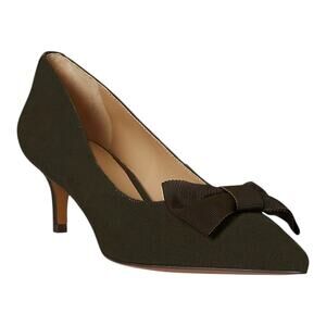 Lauren Ralph Lauren Women's Adrienne Suede Bow Kitten Heel Pumps Olive Size 9